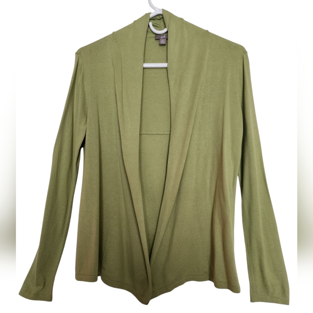 J.Jill Silk Cotton Blend Green Open Front Cardigan Sweater SZ X-Small - Picture 1 of 6